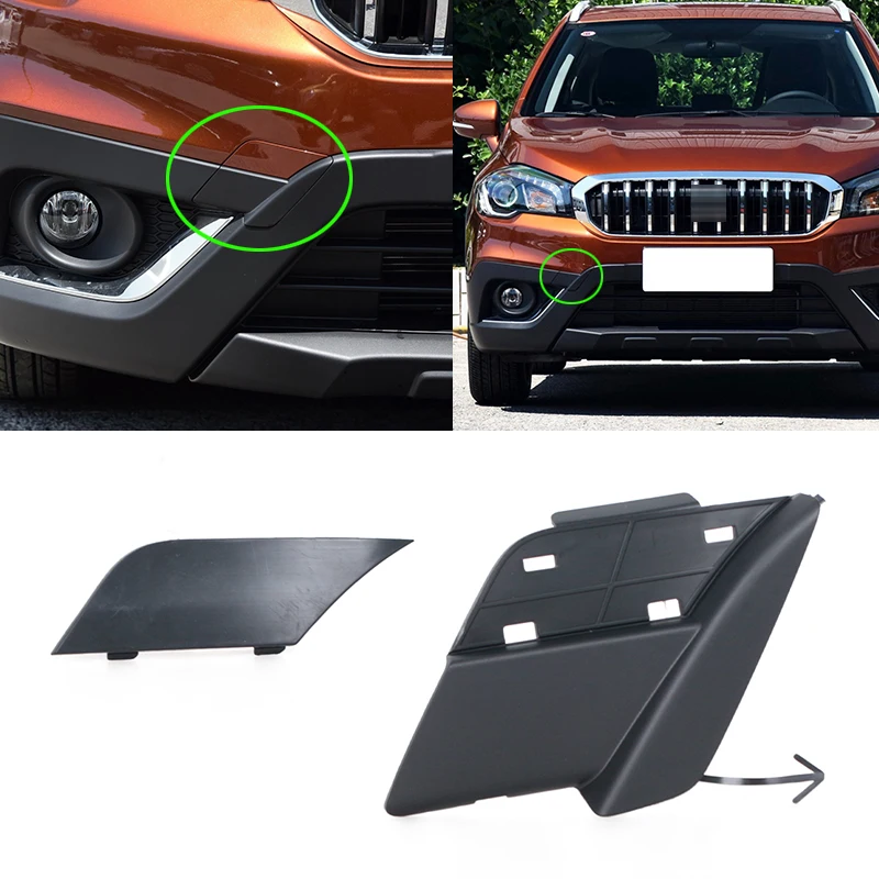 2PC Front Bumper Tow Hook Cover Cap Trailer Hauling Eye Cover Lid For Suzuki SX4 S-cross Cross Facelift 2016 2017 2018 2019 2020