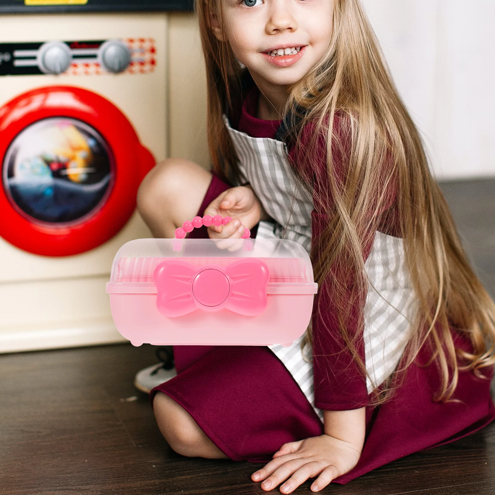 

DIY Transparent Layers Hair Headdress Portable Storage Box Portable Organizer Purple Hair Accessories Container Jewelry Box