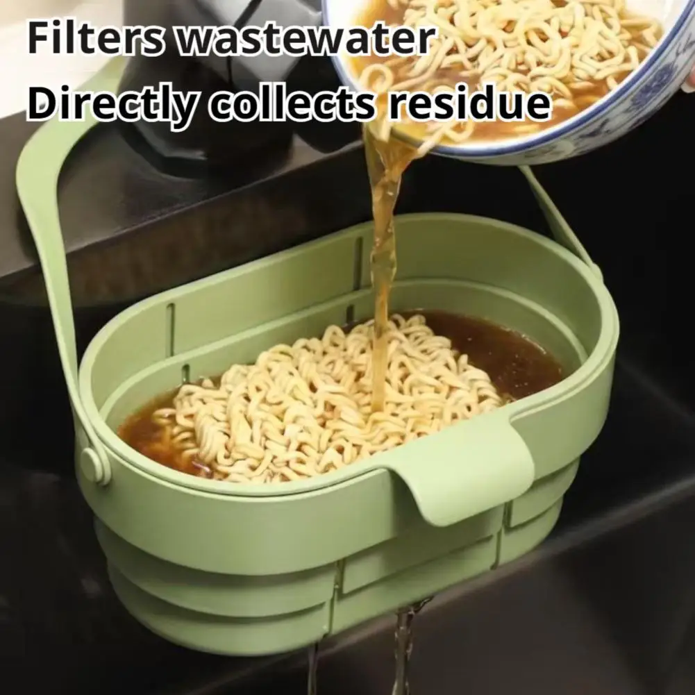 Hanging Sink Colander - Foldable & Expandable Kitchen Strainer Basket Sink Tool Accessory for Food & Fruit Residue Filtering