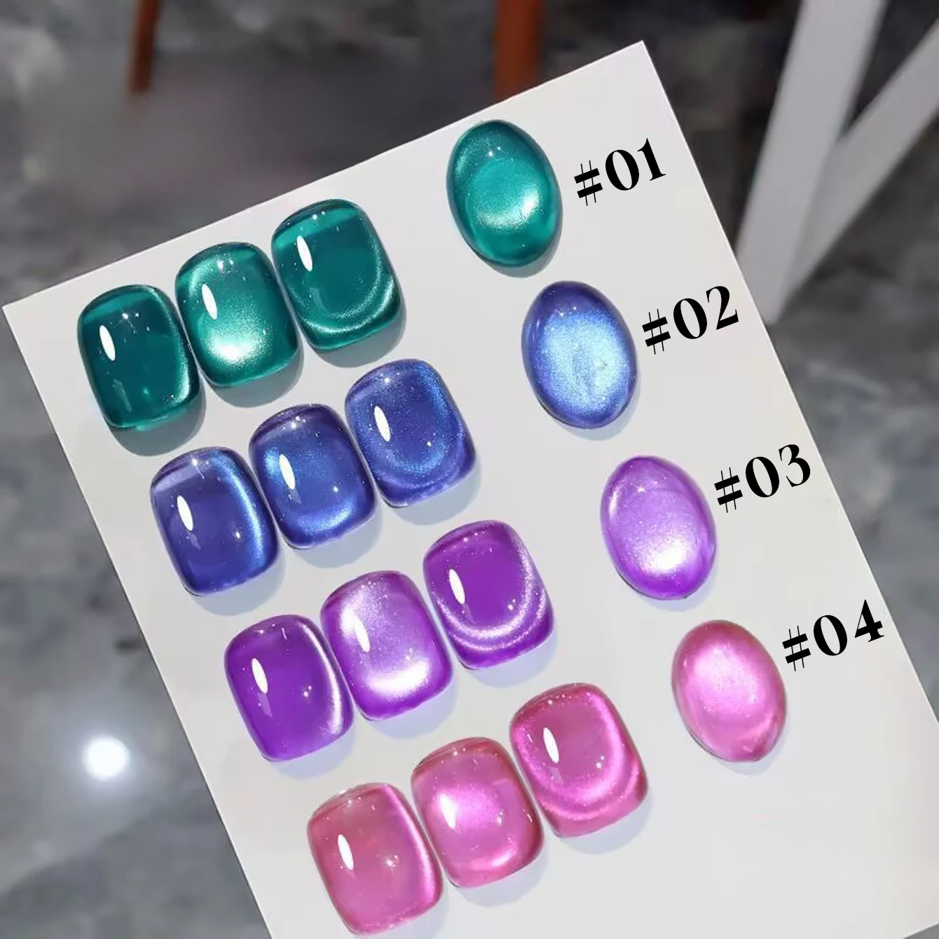

12ML 1pcs Beach Essentials Summer Nails High-grade Blue Series Cat Eye Gel Nail Polish Red Green Glass Bead Nail Polish