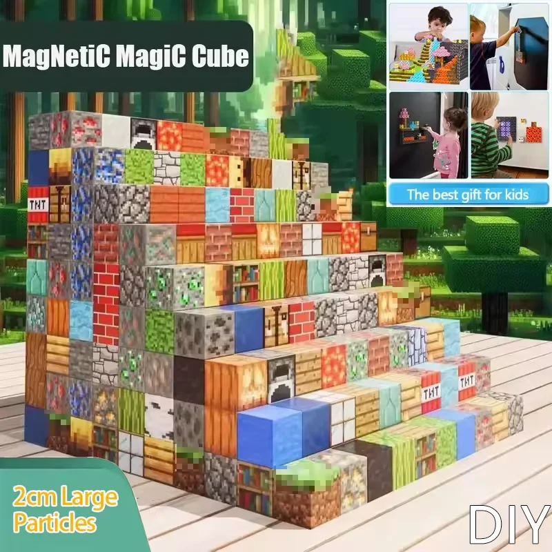 

NEW Upgrades Magnetic Building Blocks Toy Build Mine Magnet World Sets For Boys Girls STEM Montessori Sensory Cubes For Toddlers
