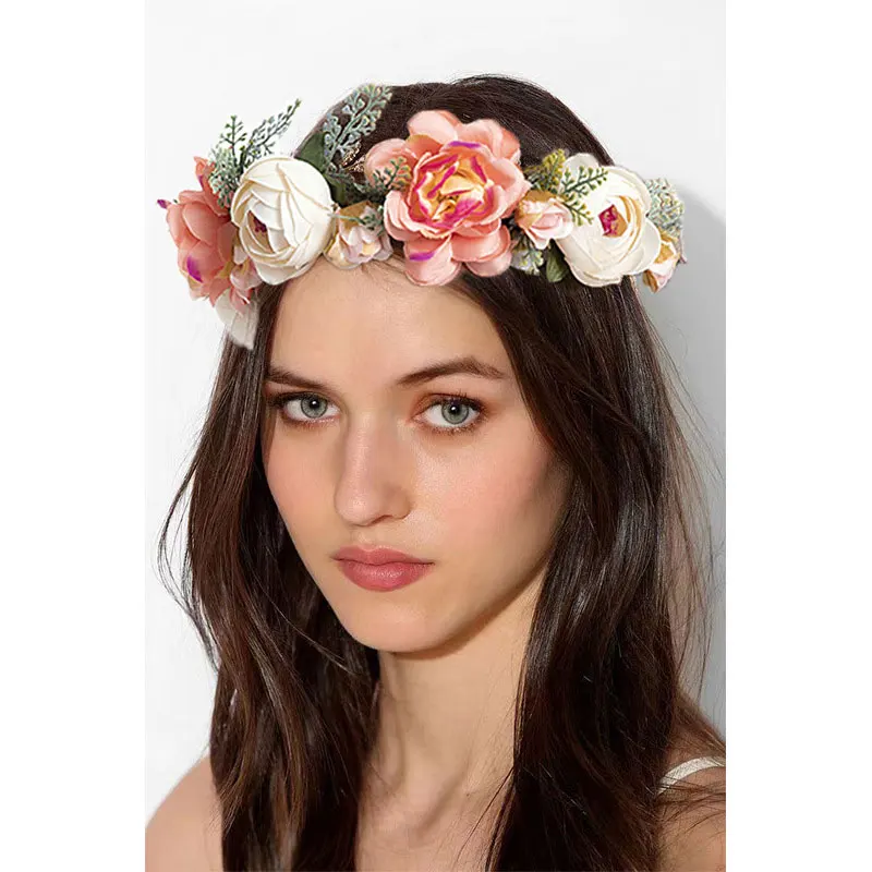 Fairy Flower Hairband Rose Headband Rattan Ring Headdress Holiday Photographic Props Female Girls Hair Accessories