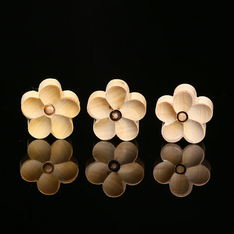 10 Pcs/lot Natural Wooden Carved Flower Shape Bead Peach Wood Flower For Jewelry Making Diy Necklace Bracelet Accessory Finding