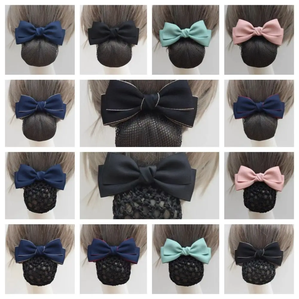 Vintage Ribbon Bowknot Spring Clip Korean Style Hairpin Bun Snood Hair Accessories Barrette Hair Net Cover Hotel