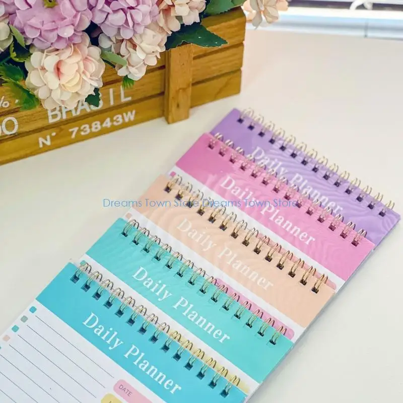 5-Piece Daily Planner Notebook Set with Assorted Covers for Separate Plans, Undated Pages, Task Checkboxes, Writing Space, and