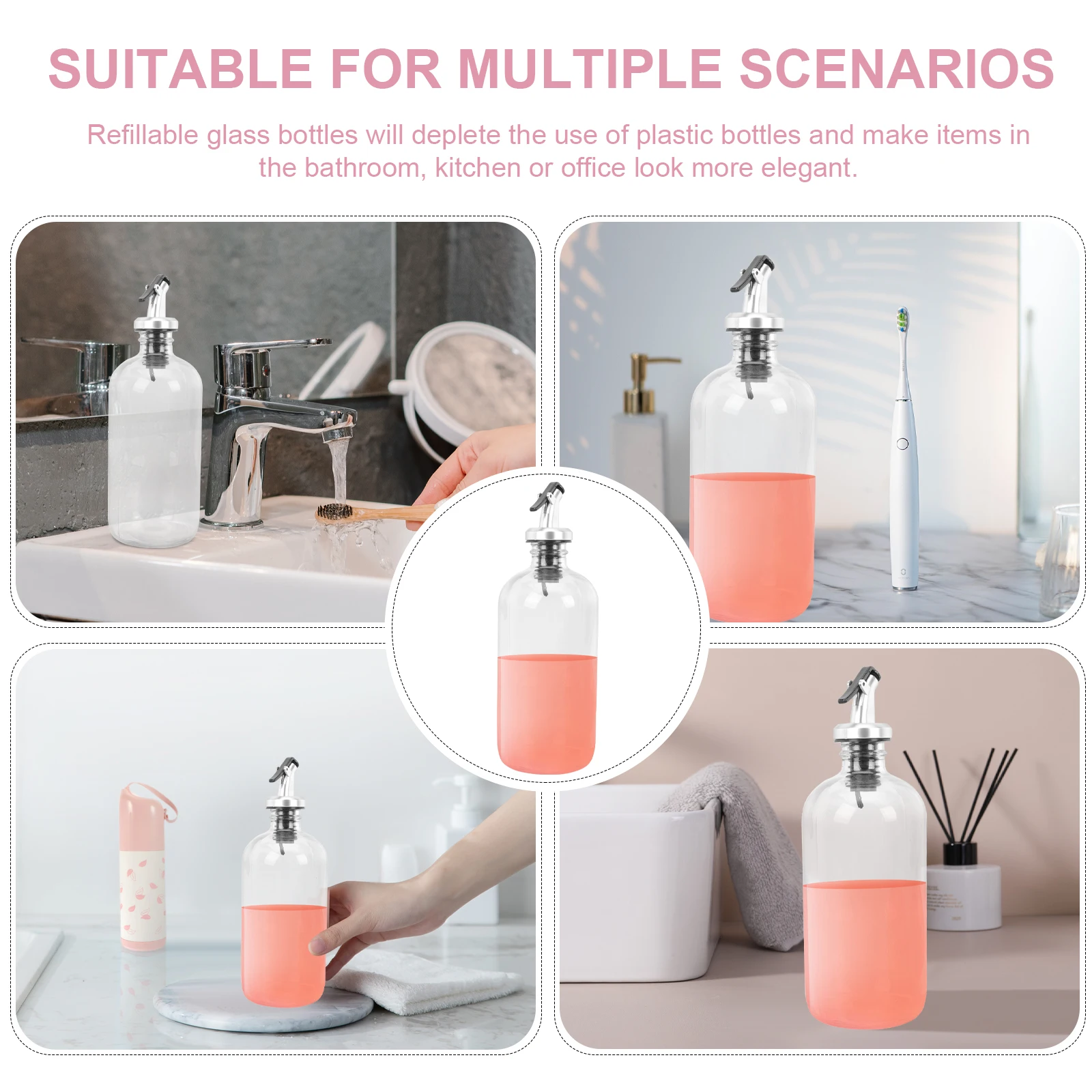 

1Set Mouthwash Dispenser Set Ecofriendly Glass Bathroom Accessories Home Hotel Supplies Mouthwash Dispenser Set