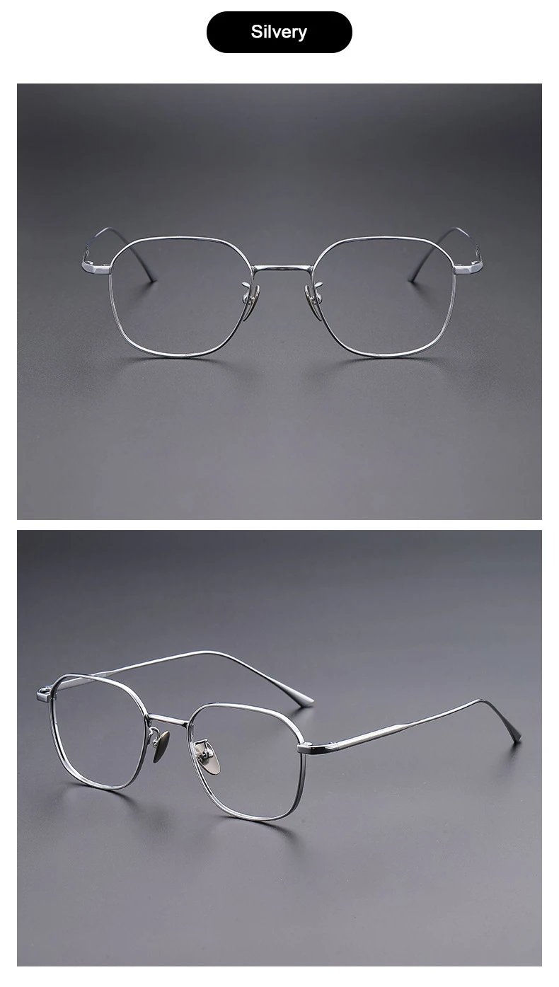 Japanische Marken-Replika Ultraleichte Reintitan Polygonale 1909 Design-Brille für Männer und Frauen Retro Business Luxus-Brillen für Koreaner – Detail 14