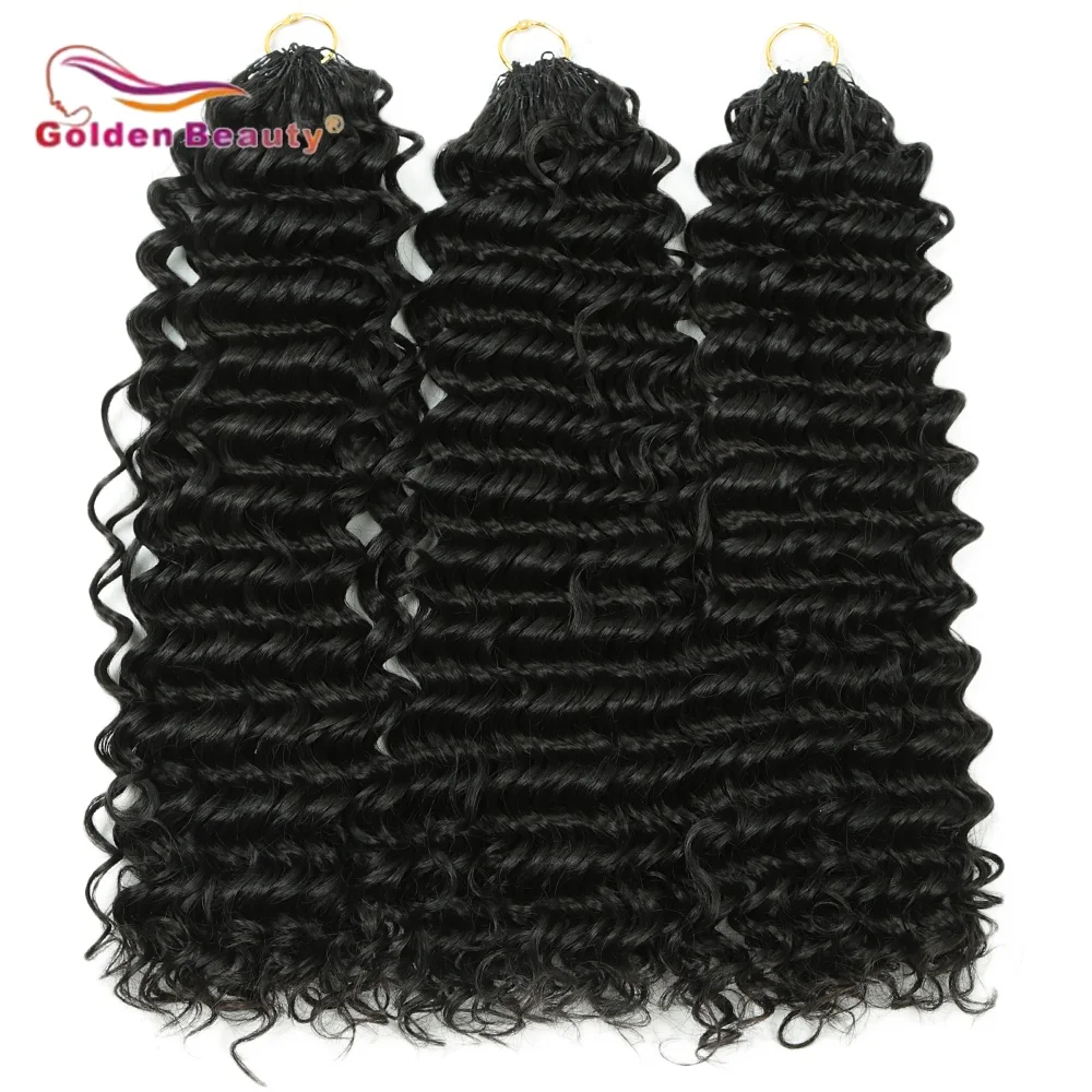 Miracle Knots Feather Crochet Hair 16inch Deep Wave Braiding Synthetic hair Extensions for Black Women  Boho Ocean Braids (1B#)