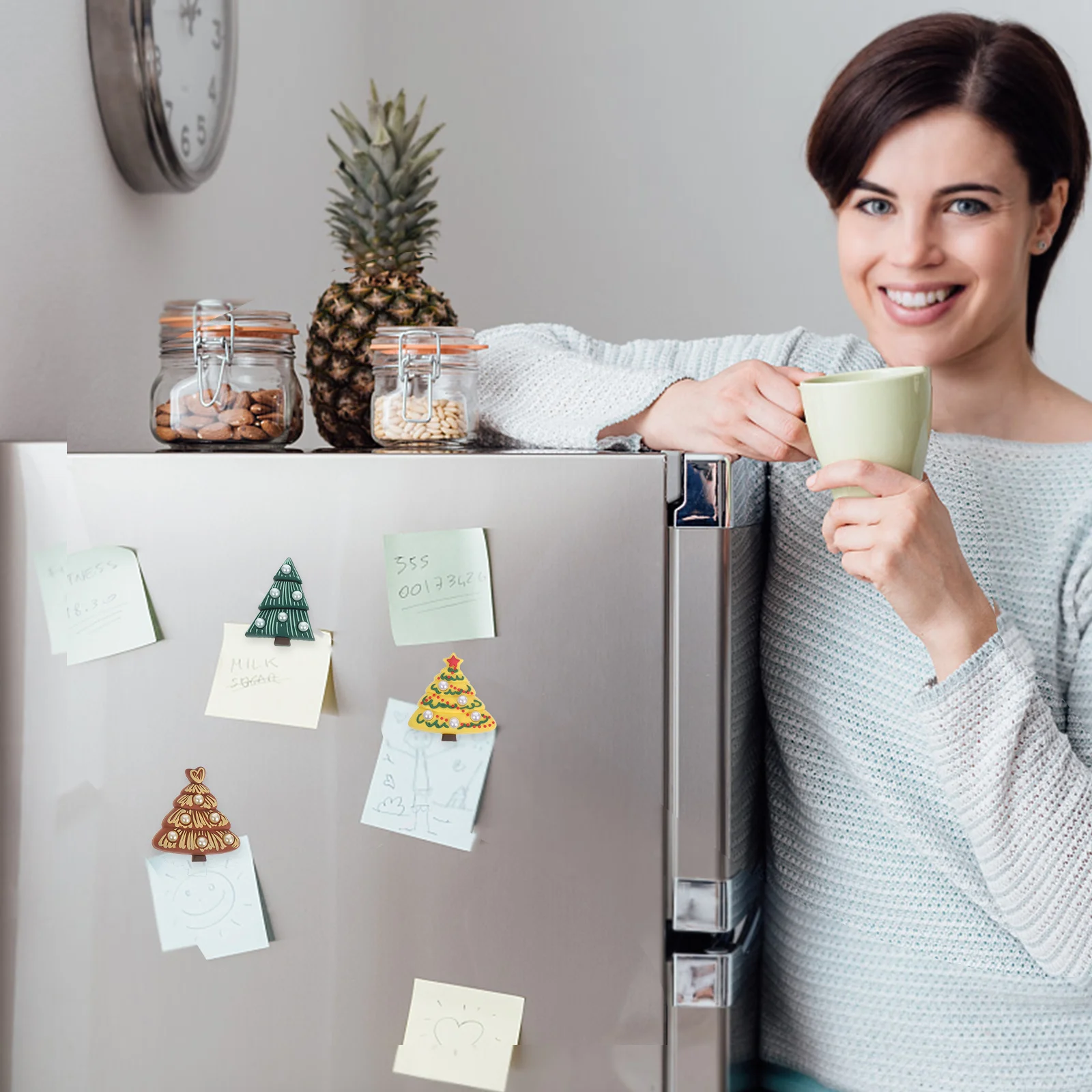 

6Pcs Christmas Tree Refrigerator Magnets 3D Fridge Magnet Stickers for Holiday Home Office Decor Christmas Decoration