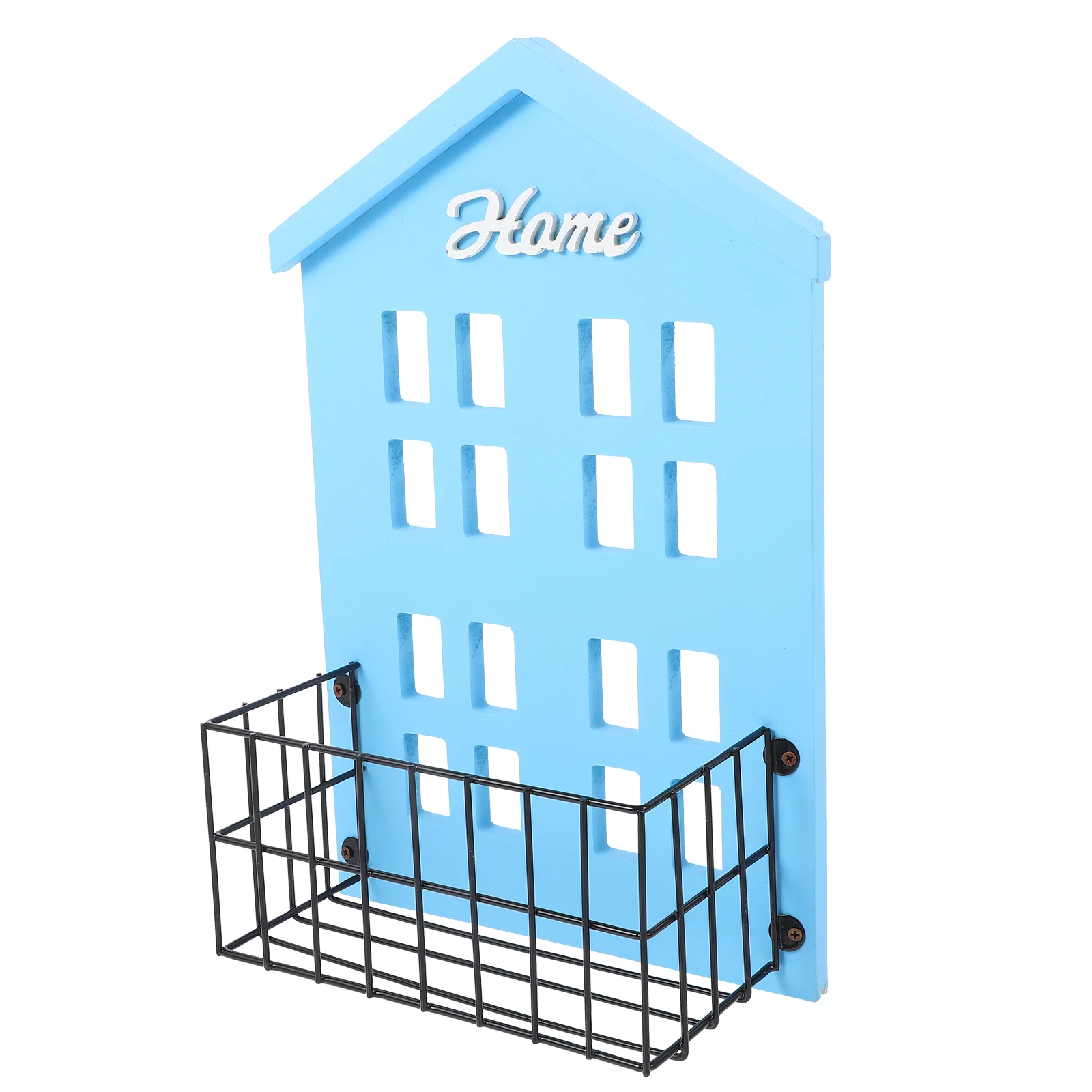 

Wall Shelf Storage Rack Creative House Shaped Easy Install Fashion Basket Decorative Holder Wooden Material Practical