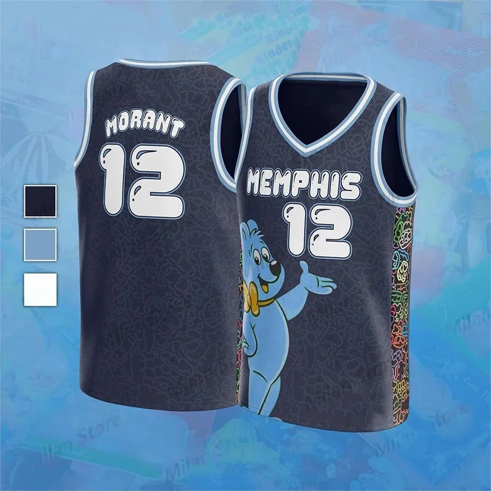 Men's Trend Personalized Basketball Jersey 3d Printed Pattern Morant No. 12 Jersey Men's Outdoor Sports Sleeveless Jersey