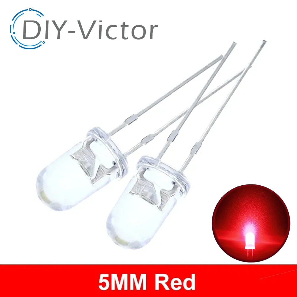 F5 dioda LED zestaw DIY woda przezroczysta 5MM czerwony żółty biały zielony niebieski LED lampy 5 kolorów * 20 = 100 sztuk pakiet