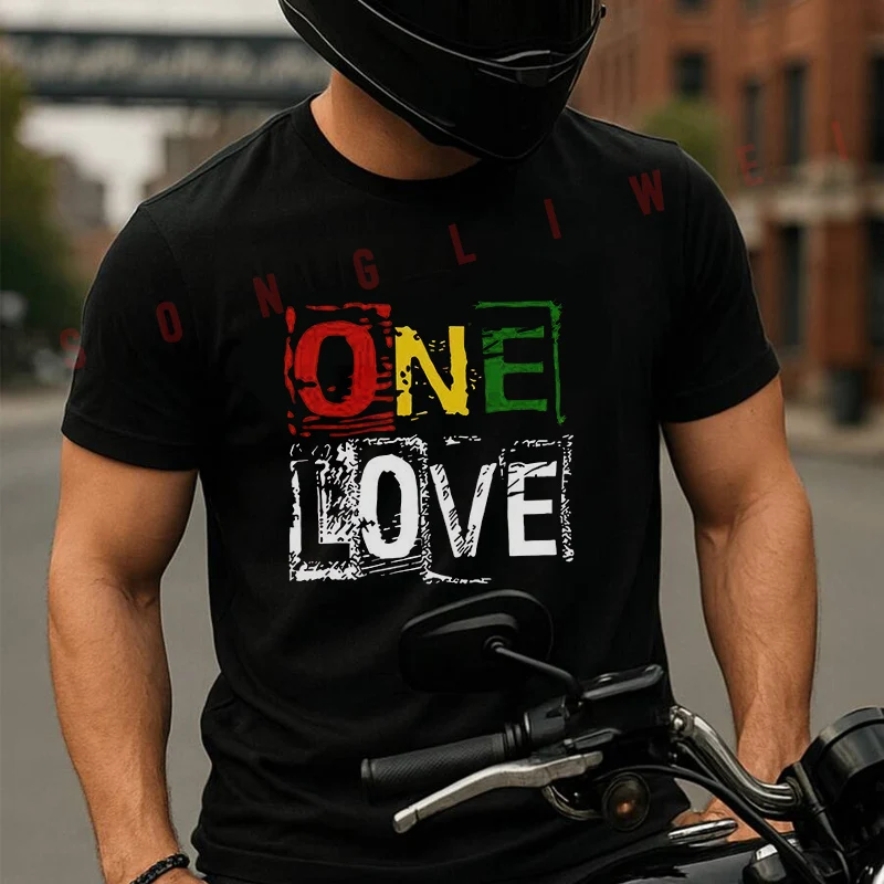 

One Love Graphic Motorcycle T Shirt Cotton Summer Short-sleeved Casual Tee Men Women Streetwear T-shirt