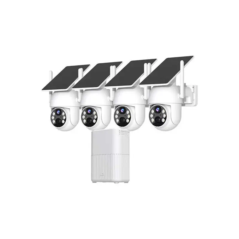 

4CH Wireless Solar Security Camera System with Base Station for Outdoor Surveillance Pan Tilt 4MP FHD CCTV Camera Kit