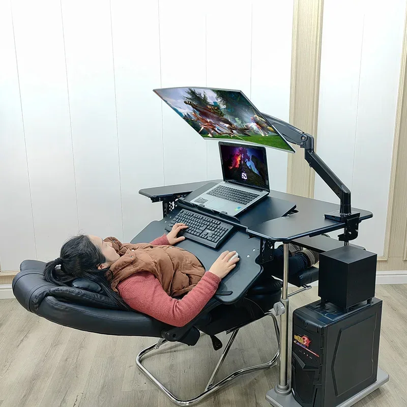 Desktop first-class space capsule computer e-sports table mobile lifting bracket home desk cockpit suspension bracket