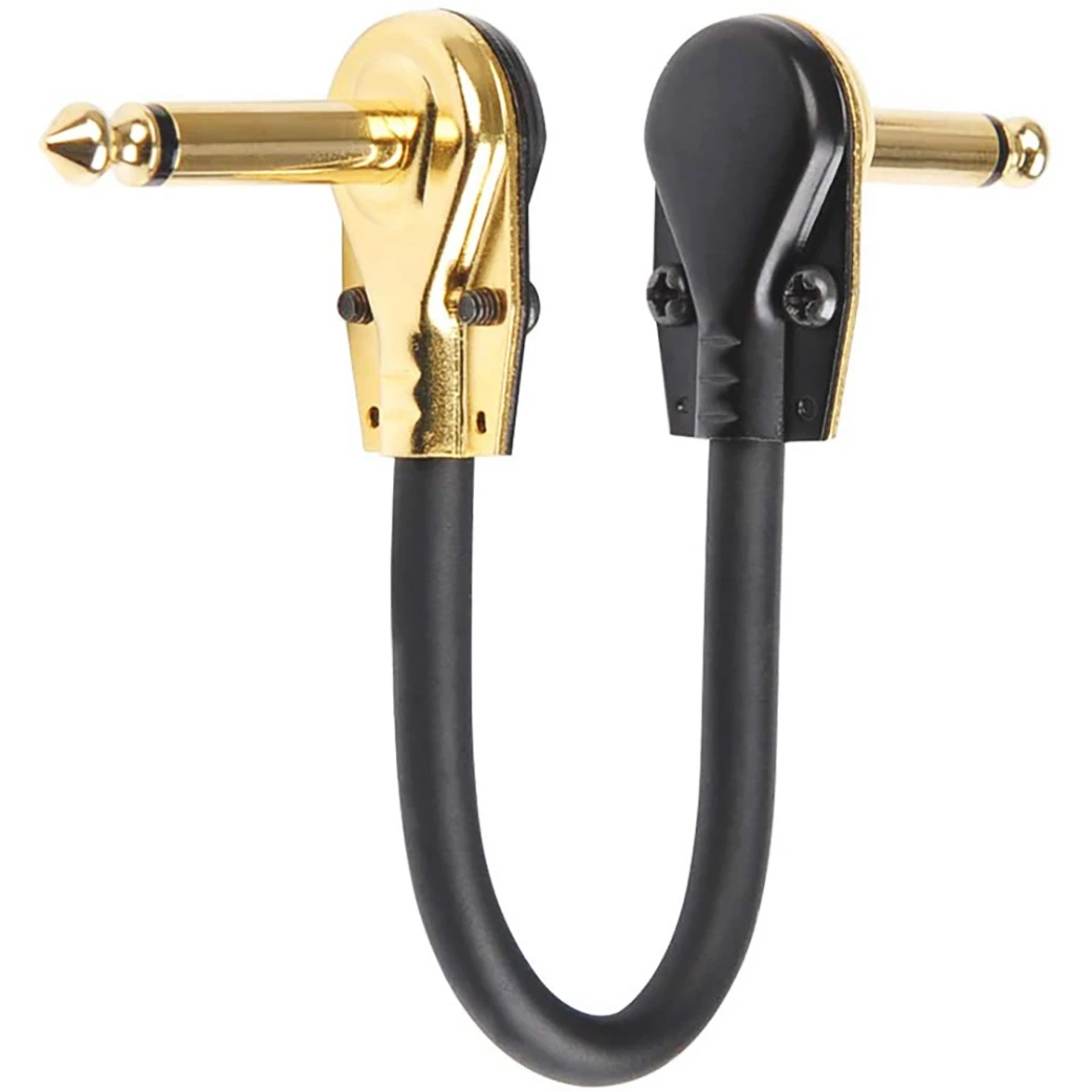 JEPatch-Câble de Raccordement pour Pédale d'Effet, 1/4 Pouces, Angle Droit, Profil Bas, Design Crêpe, 3 Paquets