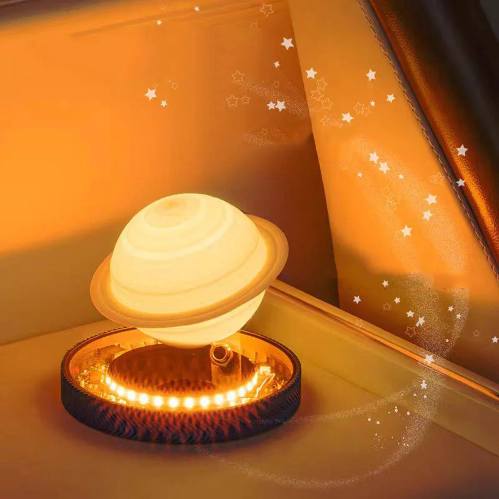 Creative Magnetic Levitating Lamp Saturn Moon Rotating Floating Bulb Office Home Decoration Gift for Friends