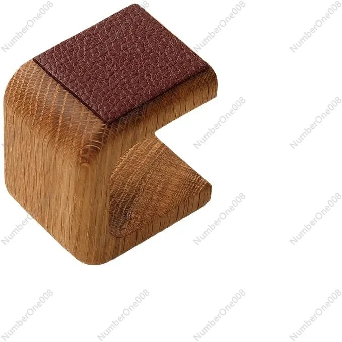 رف ساعة خشبي بسيط مصنوع يدويًا من الخشب الصلب رف عرض للساعة للرجال والنساء من جلد البقر