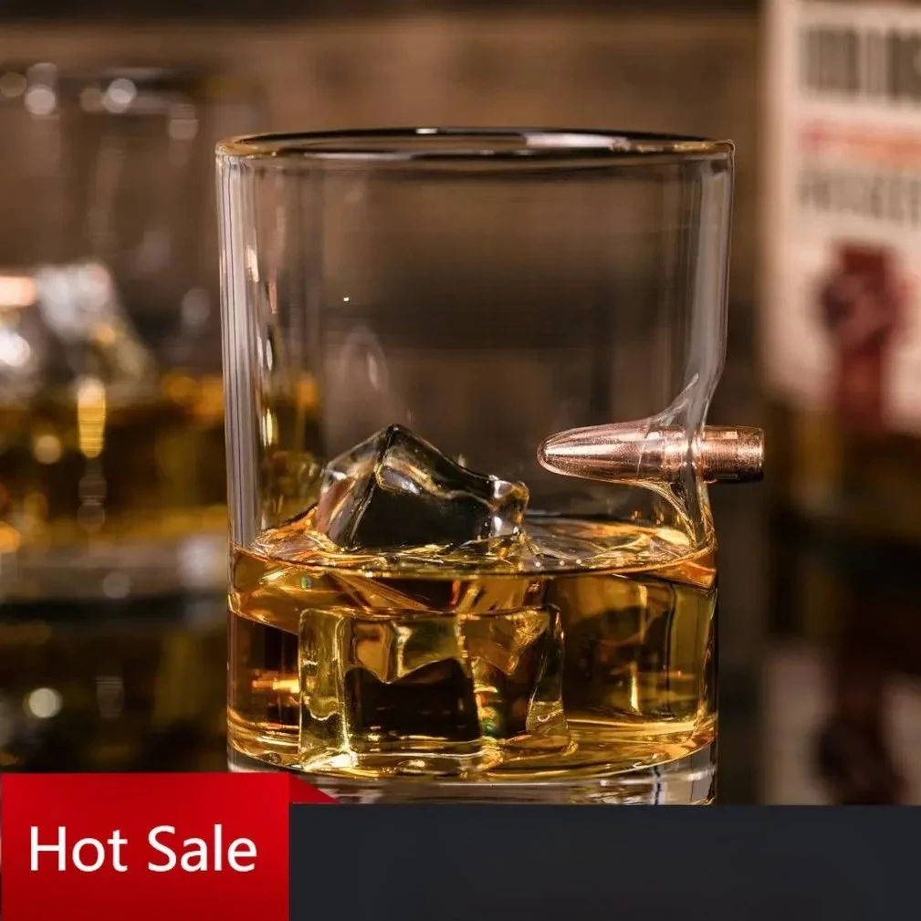 

308 Bullet Embedded Hand Blown Whiskey Glass Wine Glass 240ml