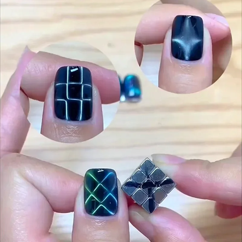 Cube Nail Cat Eye Magnet Multi Function Magic Cube Magnetic Stick Cat Eye Gel Polish Checkerboard Nail Art Manicure DIY Tool