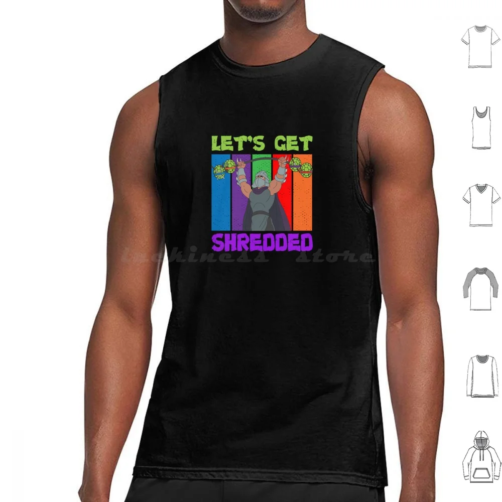 Let's Get Shredded Tank Tops Vest Sleeveless Shredder Shredder Turtles Shredder Gym Workout Weightlifting 80s 90s