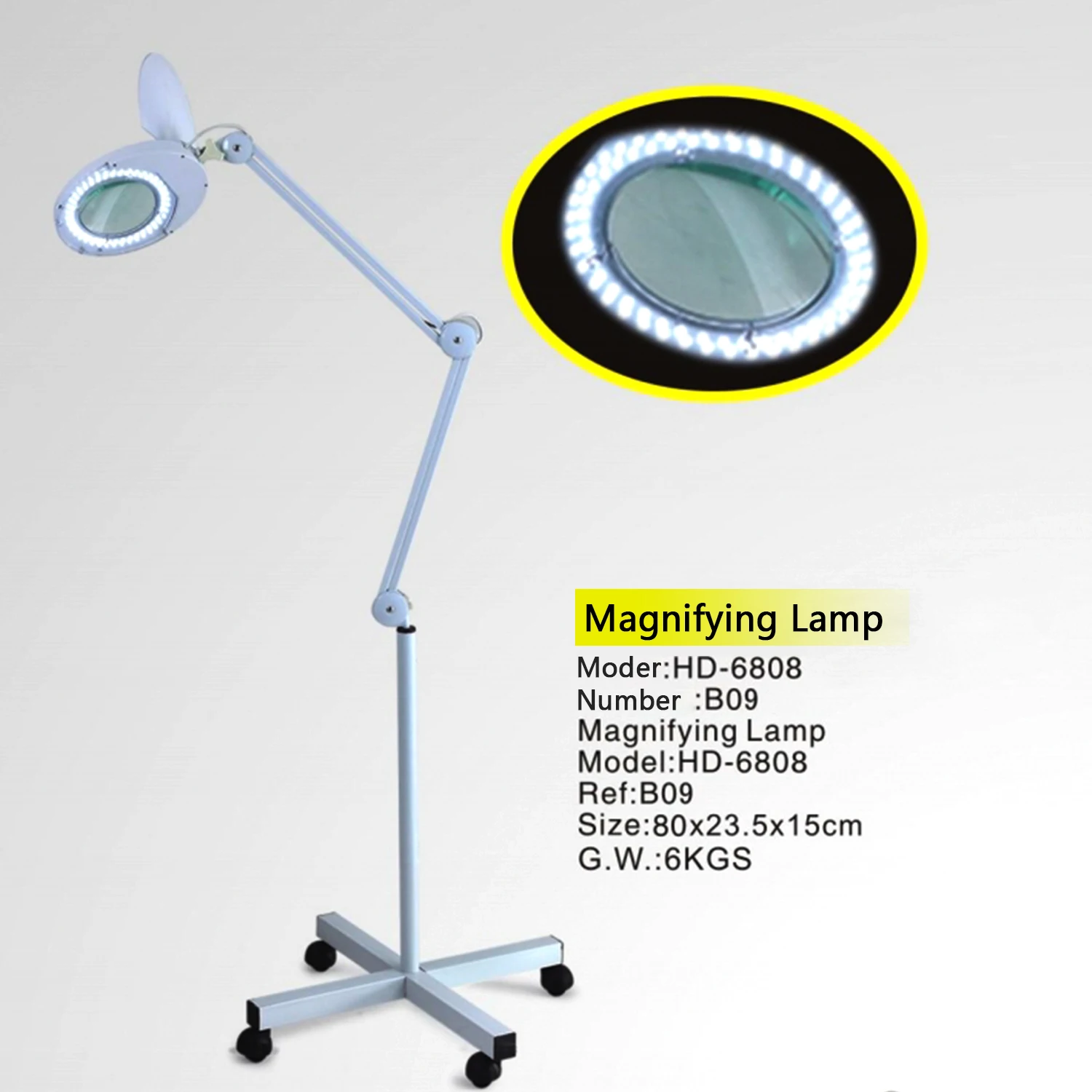 10X Magnifying Glass with Light Stand 3in1 Adjustable Swing Arm Magnifying Floor Lamp5 Color Modes Stepless Dimmable LED Lighted