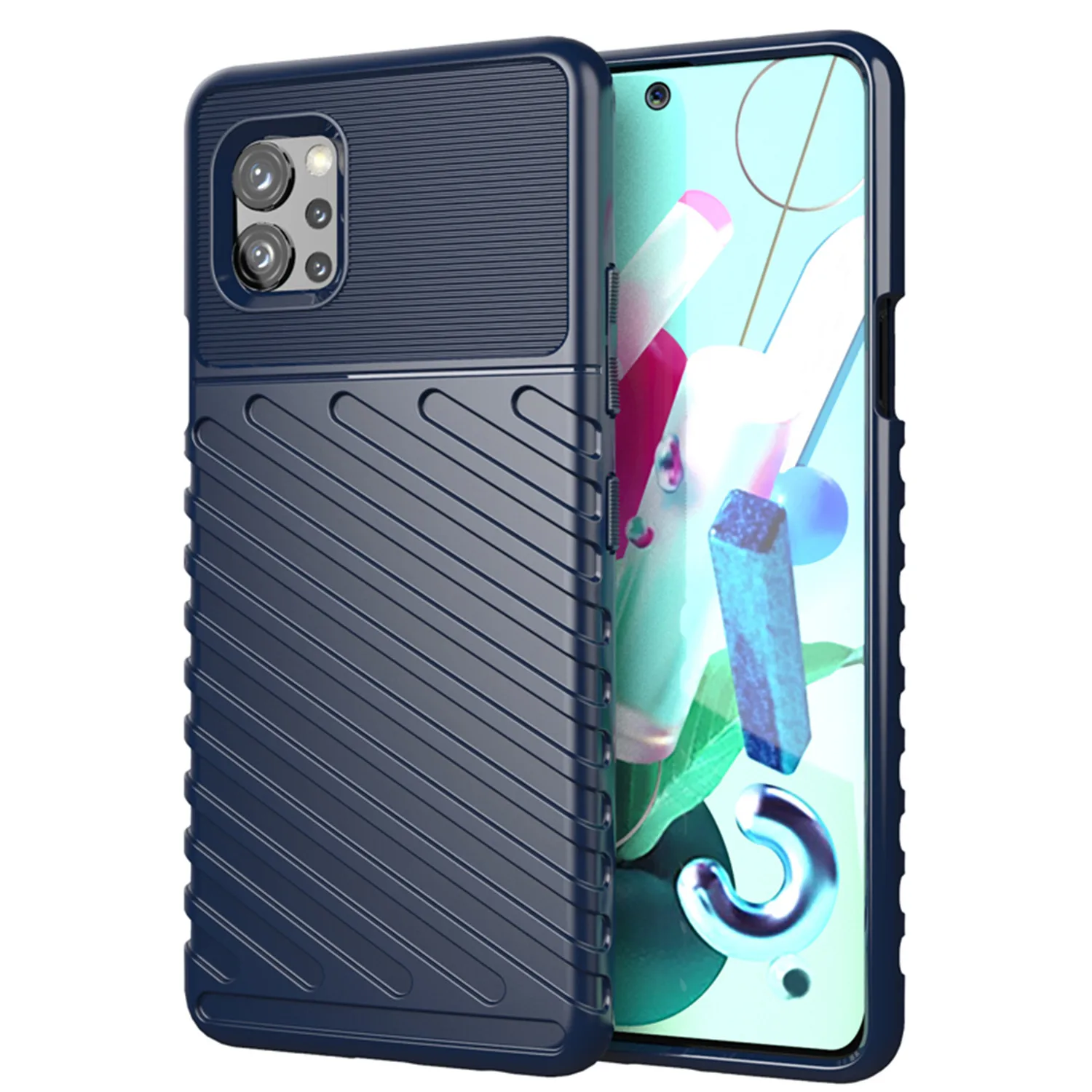 For LG Q92 lgq92 Luxury Thunder Case Shockproof Silicone Back Cover for lg q92 Fashion Mobile Shell Coque Fundas