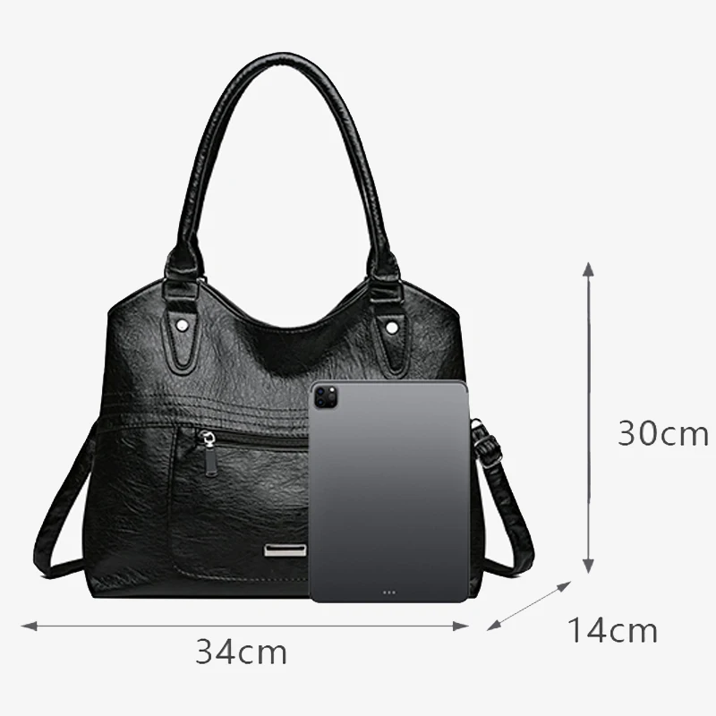 2024 New Luxury Brand Women\'s Shoulder Bag Large Capacity Soft PU Leather Women Shopping Bags Simple Solid Color Female Handbag