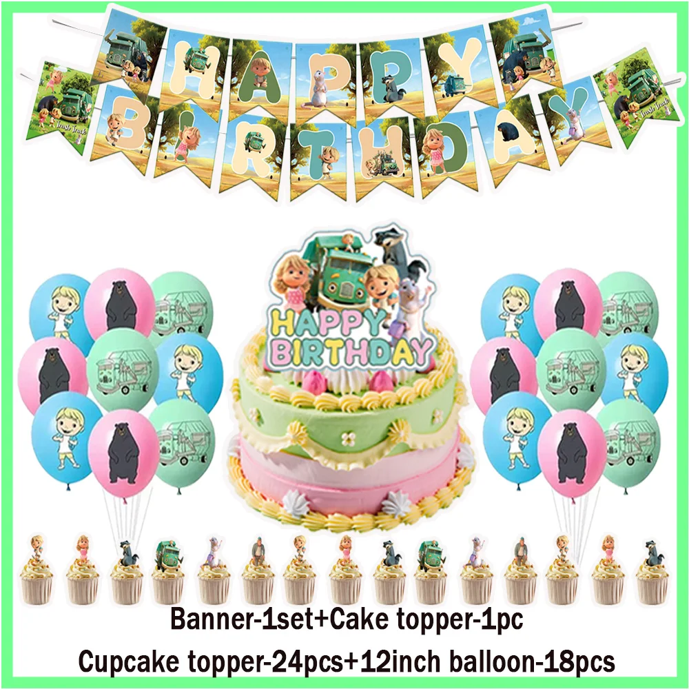 Trash Trucks Themed Party Tableware Cartoon Hank Garbage Happy Birthday Paper Plates Cups Napkins Banner Balloons for  Kids Boys view 2