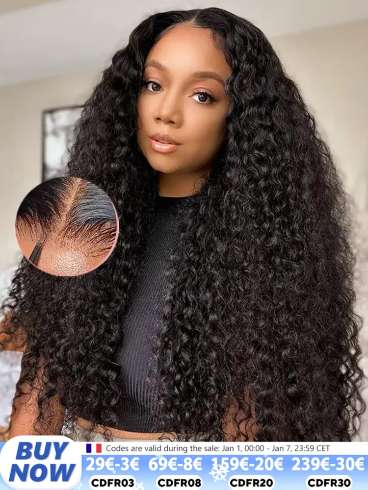 Glueless Wig Human Hair Ready To Wear 6x4 5x5 Lace Closure Black Wig Deep Wave Lace Front Wig Curly HD Lace Frontal Human Hair