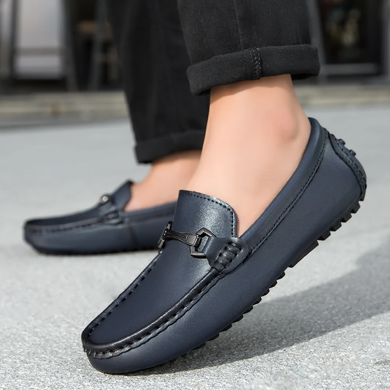 

Мужские кожаные лоферы без шнурков, весенне-осенние, люксовые мокасины больших размеров 47-48, удобная повседневная обувь