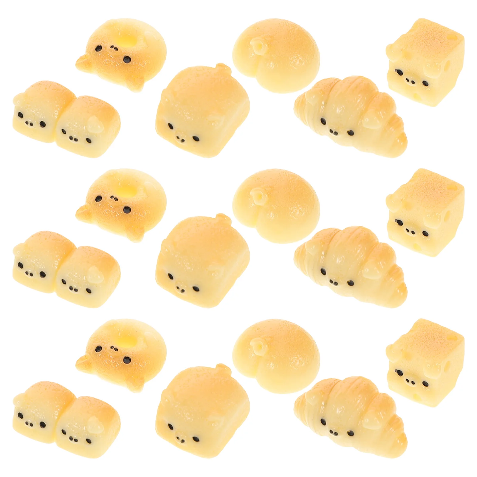 

18 Pcs Bread Animal Ornaments Mini Figurines Cute Cartoon Dollhouse Food Keychain Charms Resin Collectibles Gifts