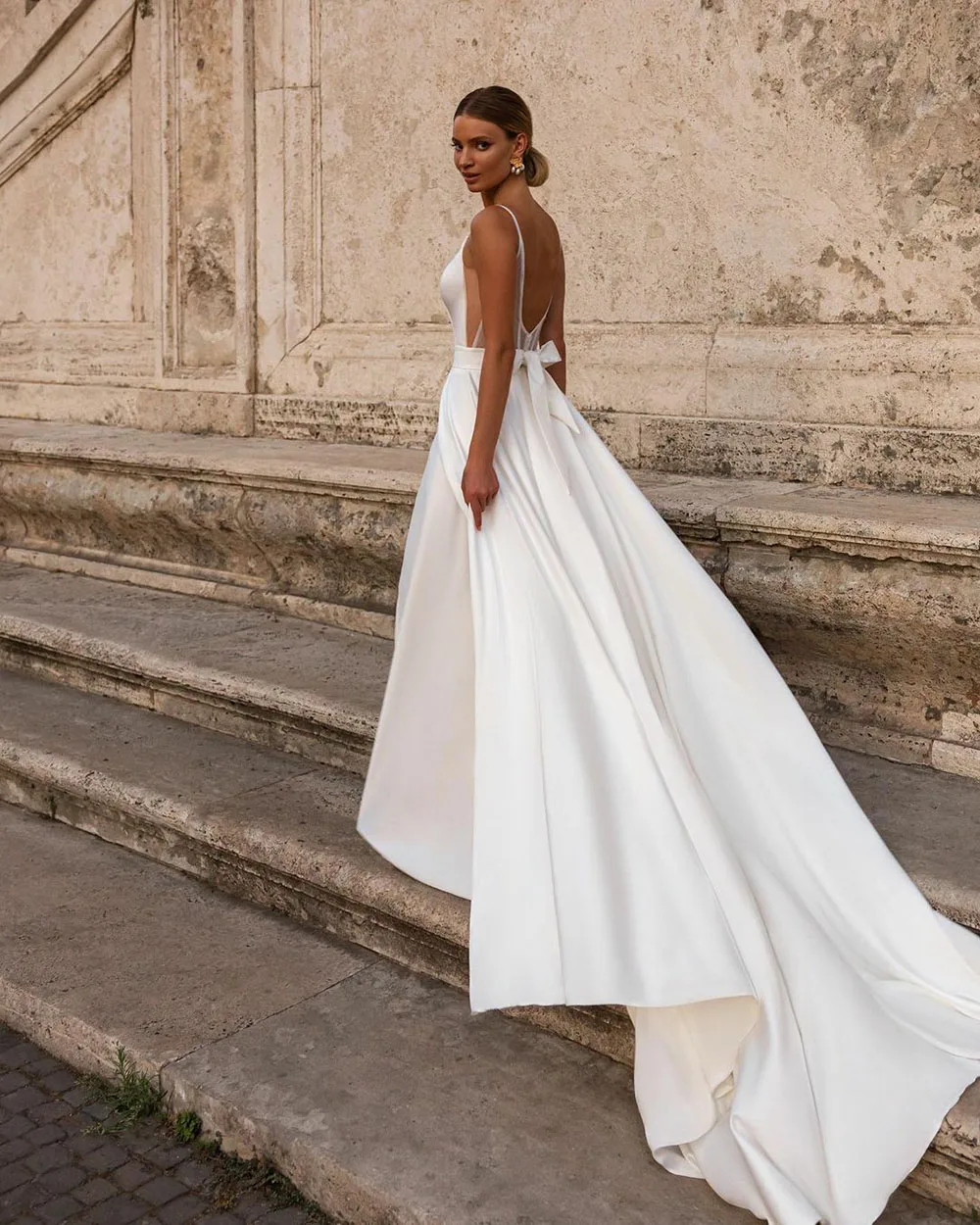 SoDigne-Robe de Mariée Simple et Moderne à Col en V, Tenue de Princesse Sexy à Dos aux, pour Patients, quel que soit le Nministériels d Arrière, ixde Mariage