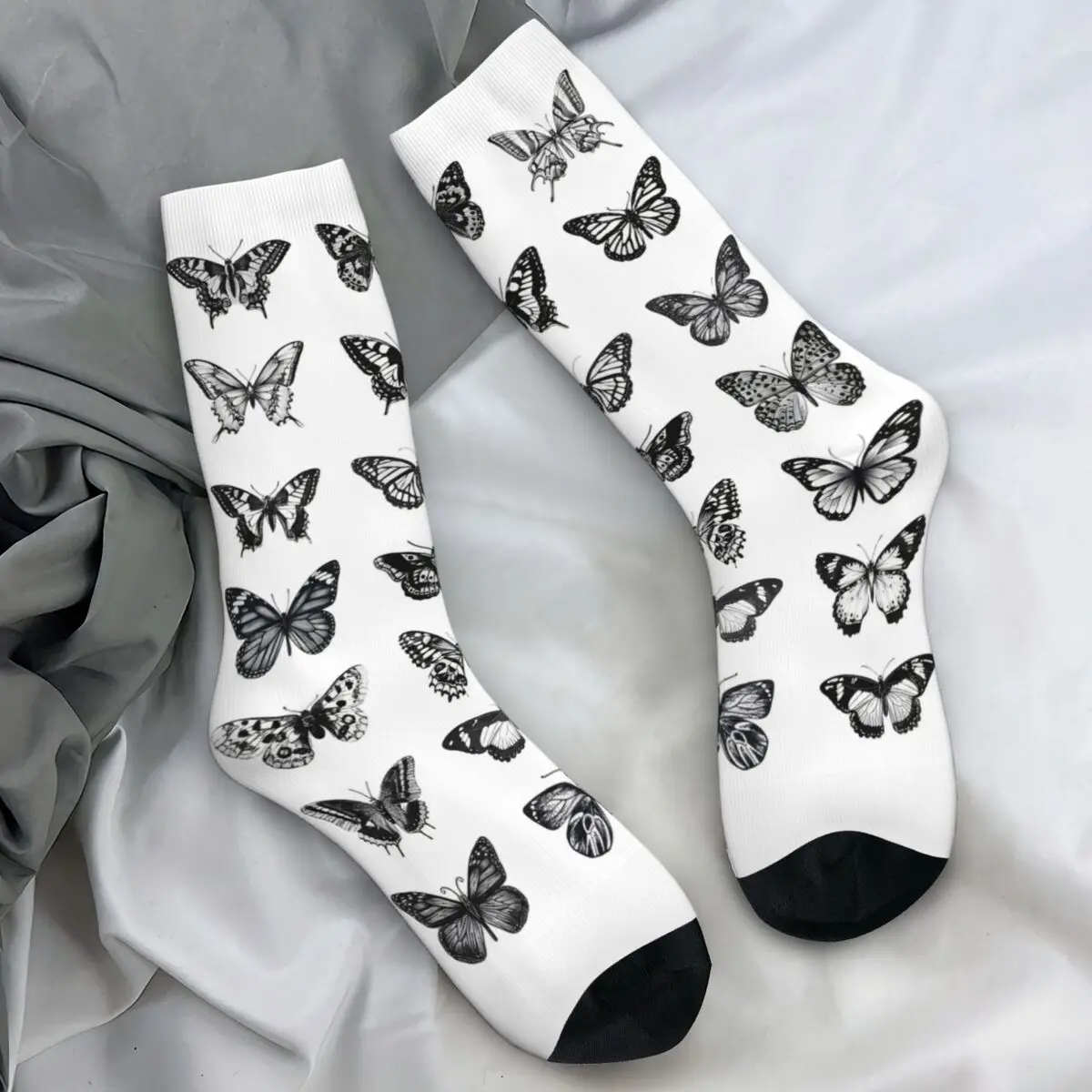 

Винтажные традиционные стильные чулки с татуировкой-бабочкой, женские и мужские носки, мягкие дышащие готические носки, зимние уличные противоскользящие носки