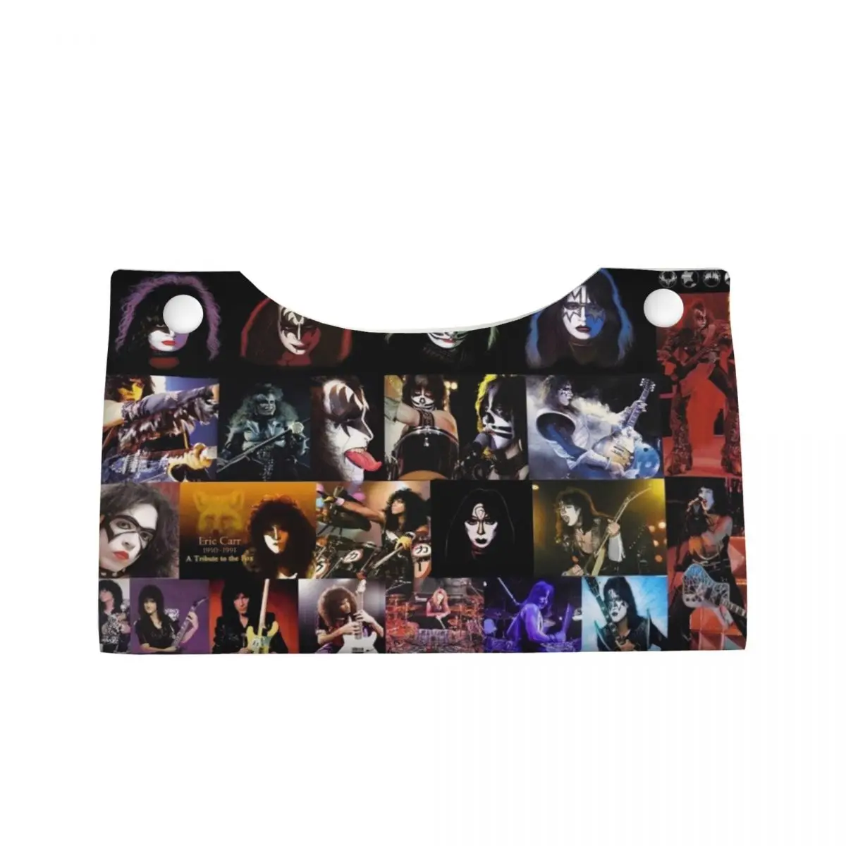 Custom KISSs Heavy Metal Band Tissue Box Cover Rectangular PU Leather Rock & Roll All Nite Party Facial Tissues Holder for Car