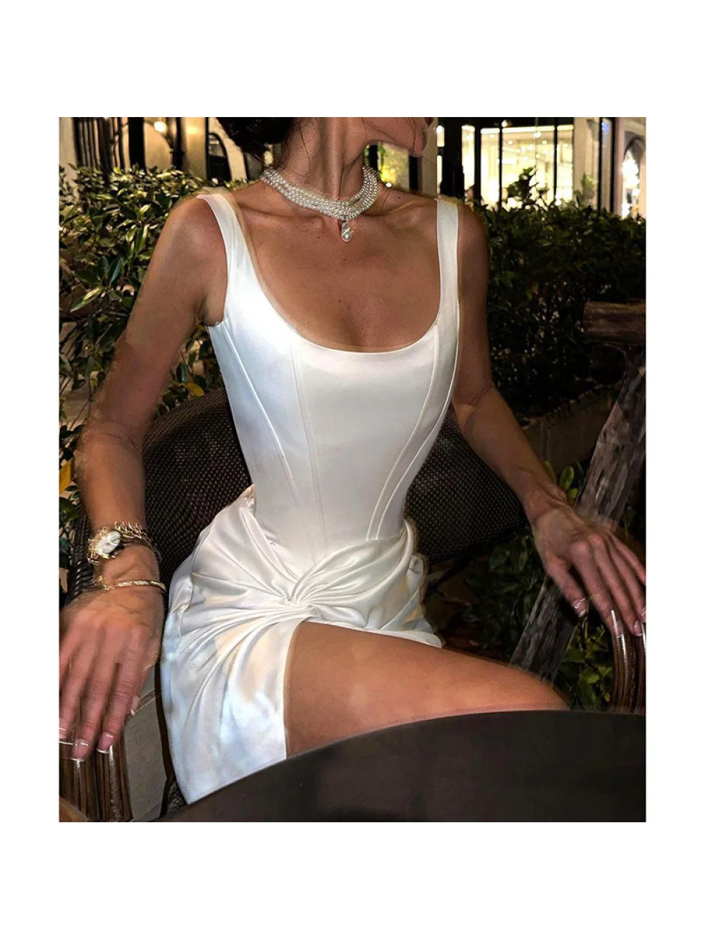 Robe de soirée en satin, design d'été, niche européenne et américaine, dos nu, design torsadé, fente haute