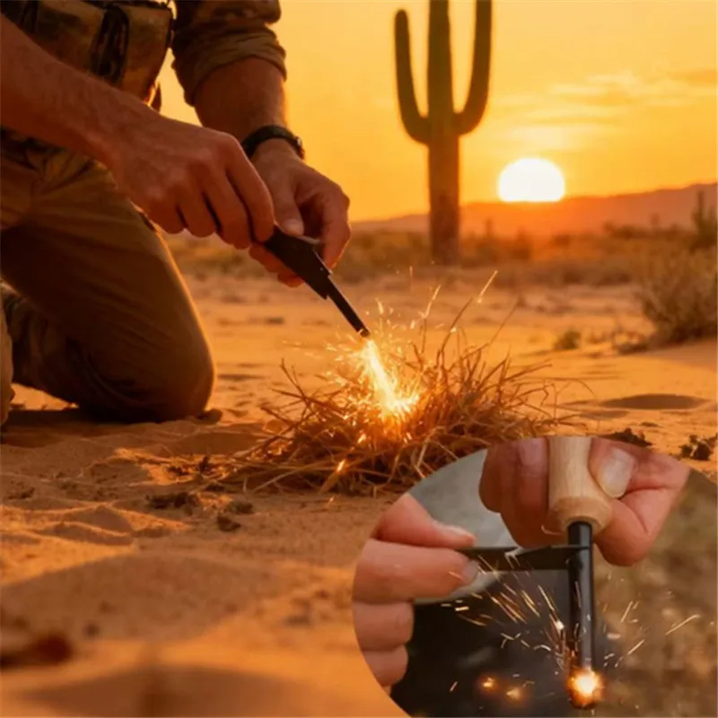 

Portable Bear Grylls Emergency Firesteel Kit: Magnesium Flint Rod Survival Fire Starter for Camping, Hiking & Smoking