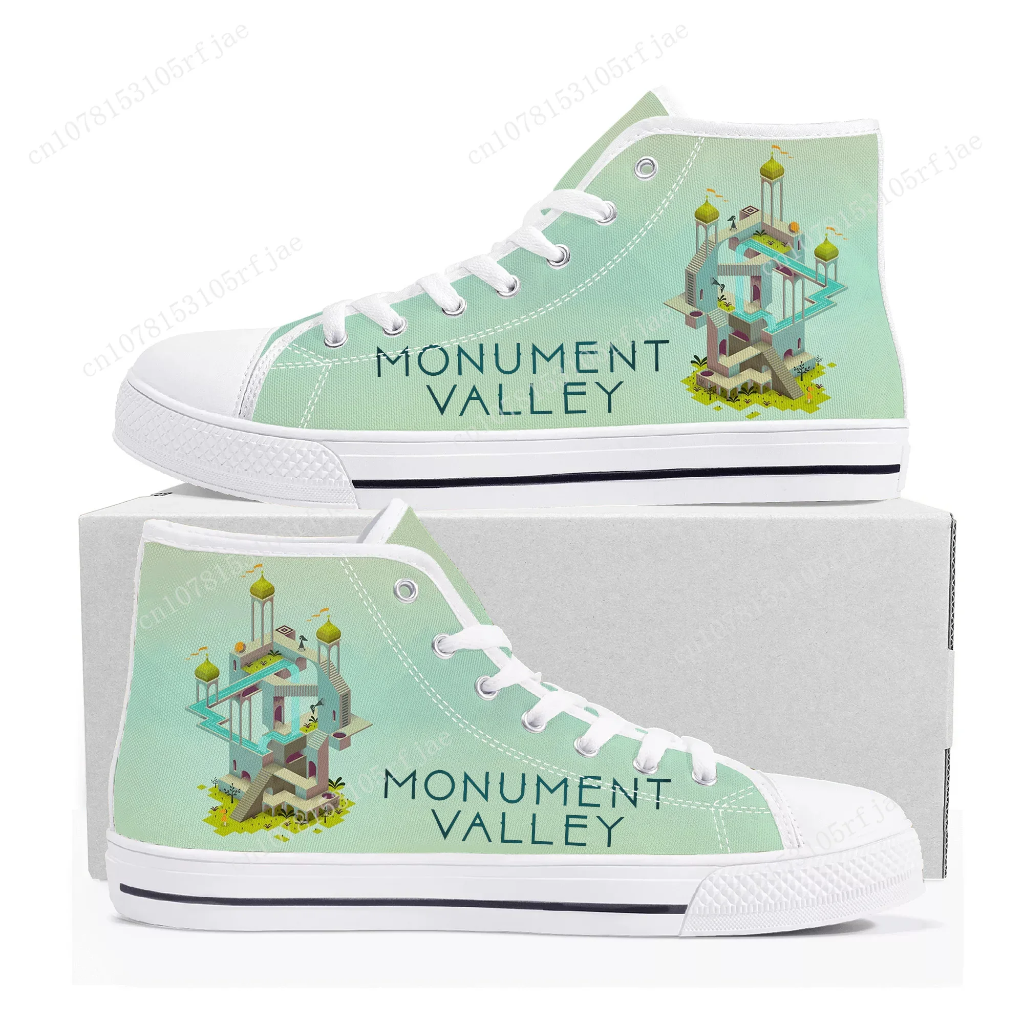 Monument Valley High Top Sneakers Hot Cartoon Game Mens Womens Teenager High Quality Canvas Shoes Casual Tailor Made Sneaker