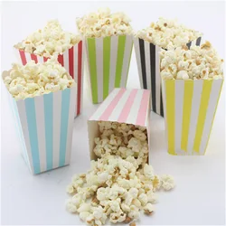 12pcs Rose Gold Pink Stiff Paper Mini Party Popcorn Boxes Pop Corn Candy Sanck Favor Bags Wedding Birthday Movie Party Tableware