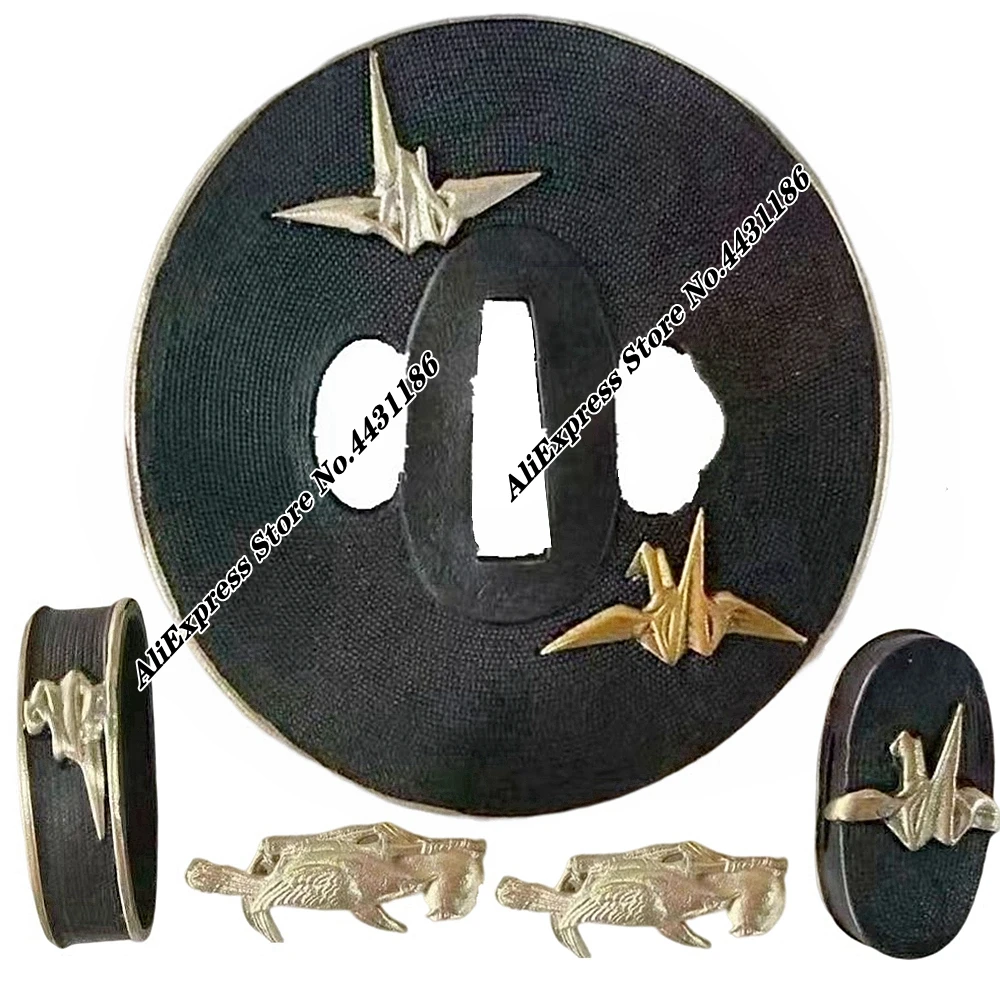 

Paper Crane Theme Japanese Sword Hand-Guard For Katana/Wakizashi/Tanto Set Accessory Brass Tsuba+Menuki+Fuchi+Kashira