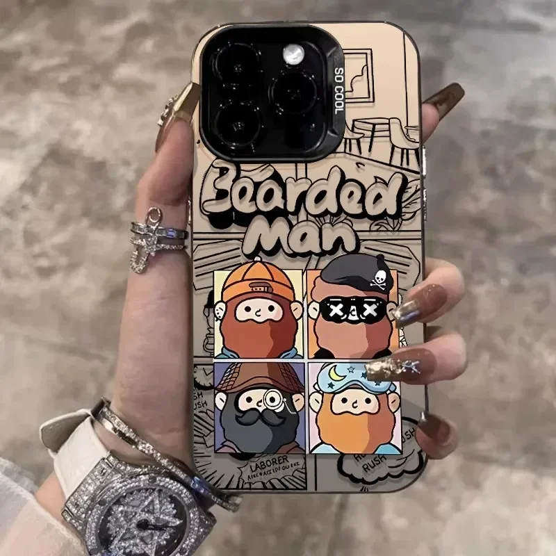 Stylish Cartoon Beard Man Phone Case compatible with iPhone 14 15 Plus 11 12 13 14 15 ProMax X XR XSMax 7 8Plus 12 13Mini