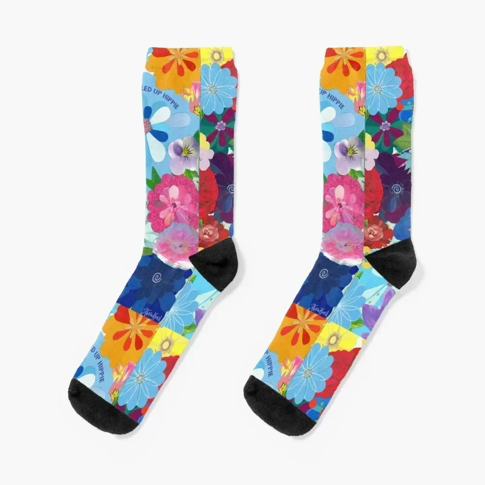 

Creative Spark -Dolled Up Hippie Socks essential soccer anti-slip Stockings floral Socks For Girls Men's