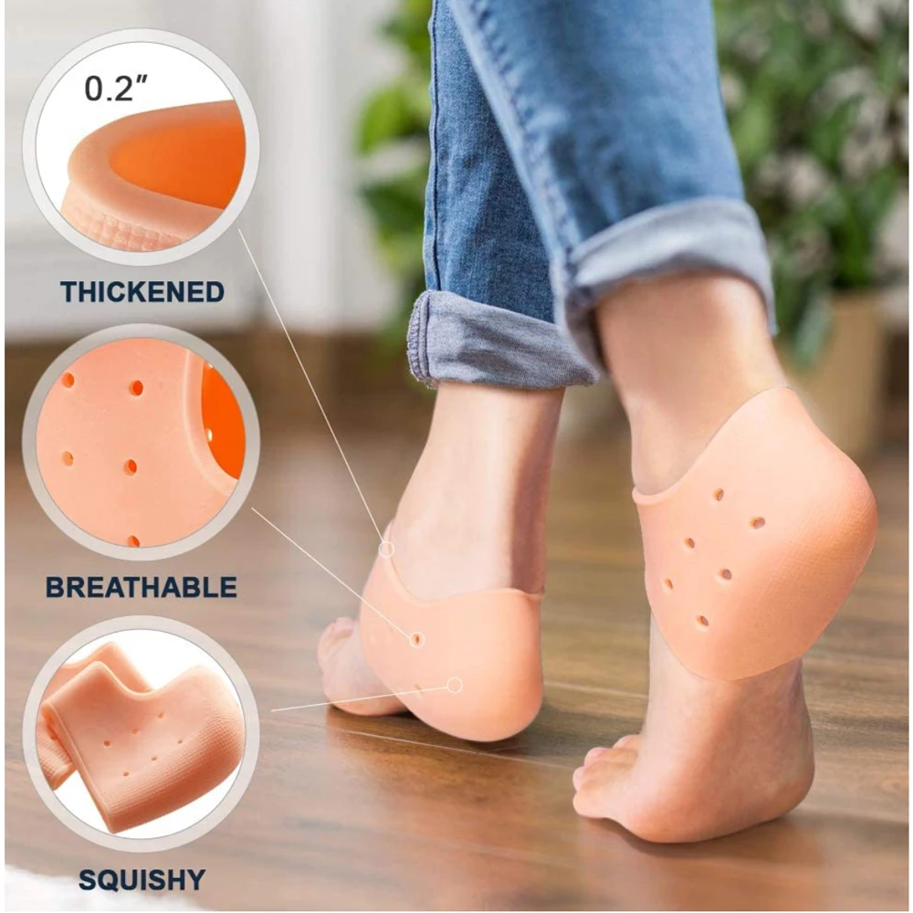 

2Pairs Silicone Heel Socks for Man Woman Anti Cracked Heel Protector Foot Moisturizing Pain Relief and Anti-Fissure Cushion