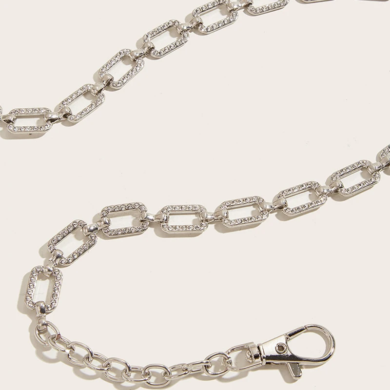 New Fashion Women's Rhinestone Belt Metal Slim Waist Chain High Quality Versatile Dress Accessories Trendy Belt Waist Chain Belt