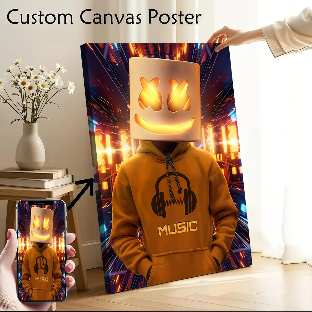 Marshmello Music Hoodie Canvas Poster Customizable Pictures Wall Art Canvas Painting for Room Decorations Decoration Aesthetic