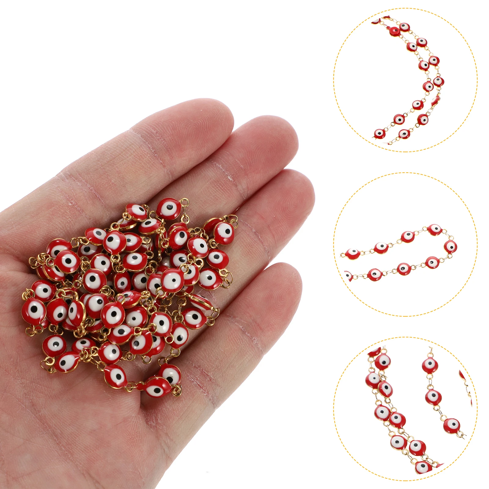 

1m Evil Eye Link Charm Chain Stainless Steel Durable Corrosion Resistant Connecting Holes Perfect for DIY Necklaces Bracelets