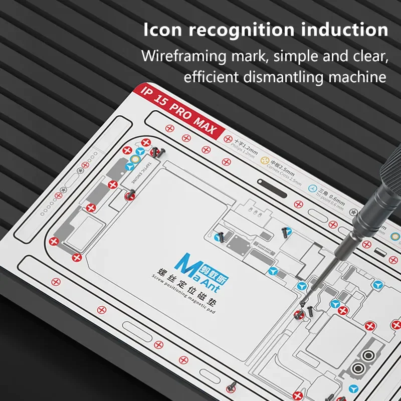 MaAnt Screw Positioning Plus Magnetic Pad Screws Storage Mat For iPhone X-15pro Max Screw Holder Chart Pad Mobile Phone Repair