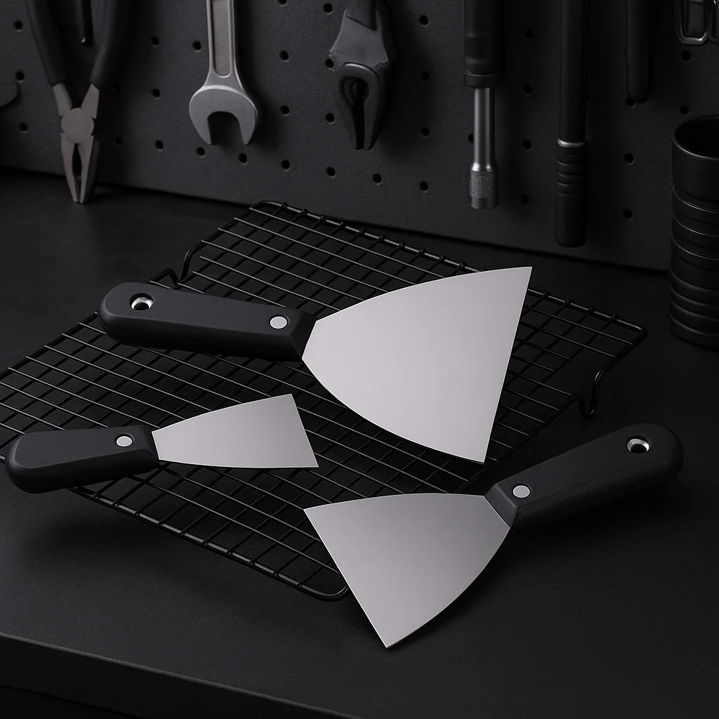 Ensemble de couteaux à mastic en acier inoxydable, Kit d'outils de grattoir Flexible pour cloisons sèches pour la réparation murale, outils de peinture, poignée souple 7 pièces