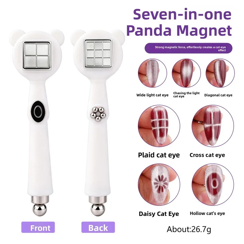 7in1 Multi-Effect Nail Magnetic Tool for Cat Eye Gel Polish, Create French Tip, Heart, Ribbon & Glass Bead Designs Nail Art Tool