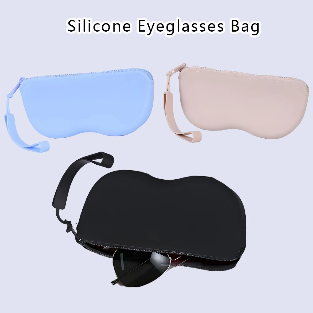حافظة من السيليكون لحقيبة النظارات وحقيبة تخزين بسحاب وحقيبة مستحضرات التجميل مادة السيليكون الناعمة متعددة الألوان هدية ذاتية الصنع